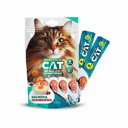 EuroGold Cat Sıvı Kedi Ödülü Somon - Kızılcık 5x15Gr