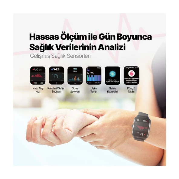 Ttec Tempus 46MM Tft Ekranlı Dikdörtgen Kasa Akıllı Saat - 6
