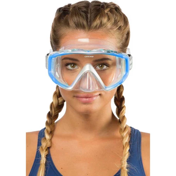 Cressi Liberty Triside Yetişkin Dalış Maskesi Şeffaf-Mavi - Resim 6