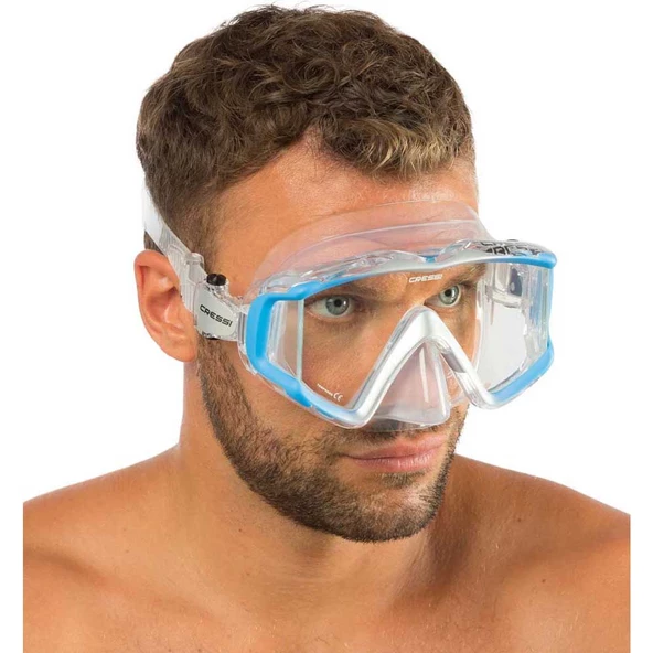 Cressi Liberty Triside Yetişkin Dalış Maskesi Şeffaf-Mavi - Resim 4