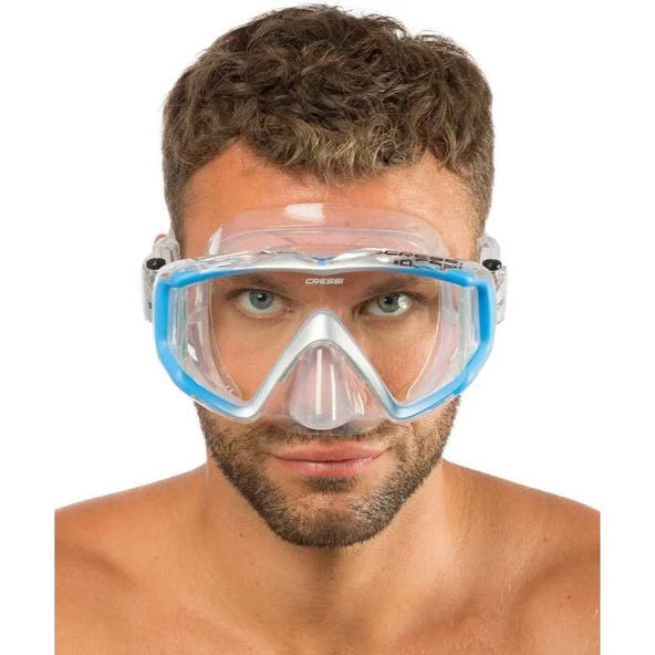 Cressi Liberty Triside Yetişkin Dalış Maskesi Şeffaf-Mavi ürün görseli