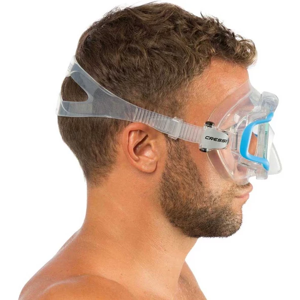 Cressi Liberty Triside Yetişkin Dalış Maskesi Şeffaf-Mavi - Resim 5