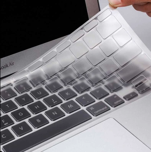 Apple Macbook 13 Pro Touch Bar A1706 Türkçe Q Klavye Slim Şeffaf Klavye Koruyucu Kılıf (ş-k)