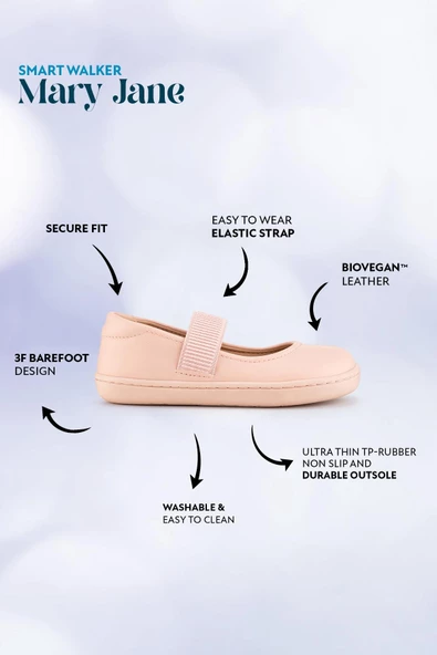Smart Walker Mary Jane Havalı Pembe Barefoot Kız Babet Ayakkabı - Resim 2