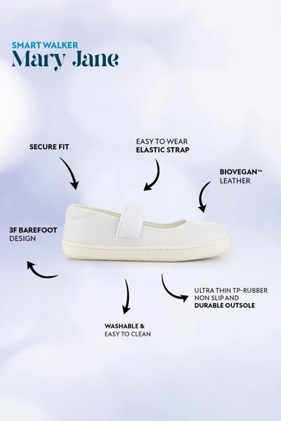 Smart Walker Mary Jane Havalı Beyaz Barefoot Kız Babet Ayakkabı - 2