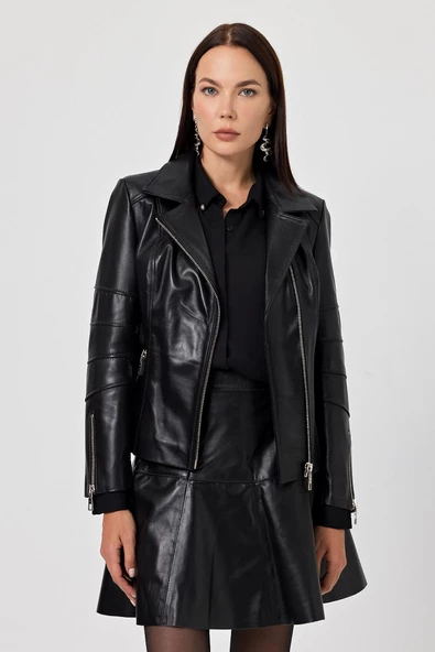 Diana Siyah Kadın Deri Mont - 2