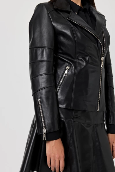 Diana Siyah Kadın Deri Mont - 6