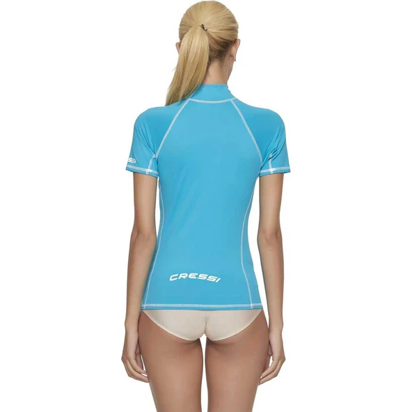 Cressi Lady Kısa Kollu Açık Mavi Yetişkin Rash Guard Small - Resim 4