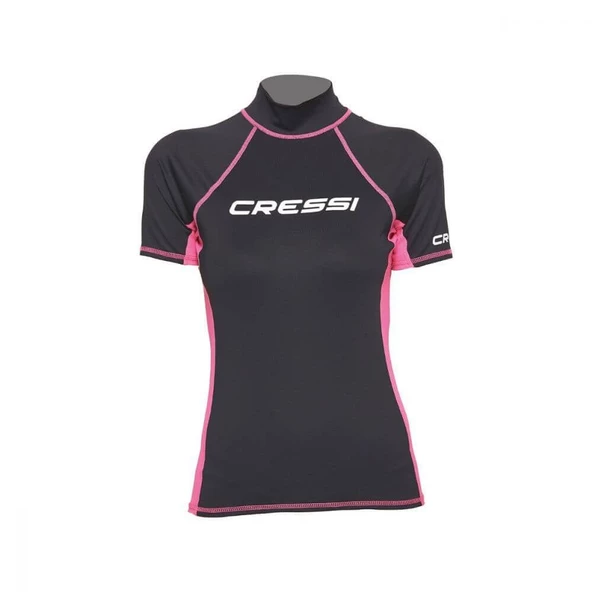 Cressi Lady Kısa Kollu Siyah-Pembe Yetişkin Rash Guard XLarge - Resim 3