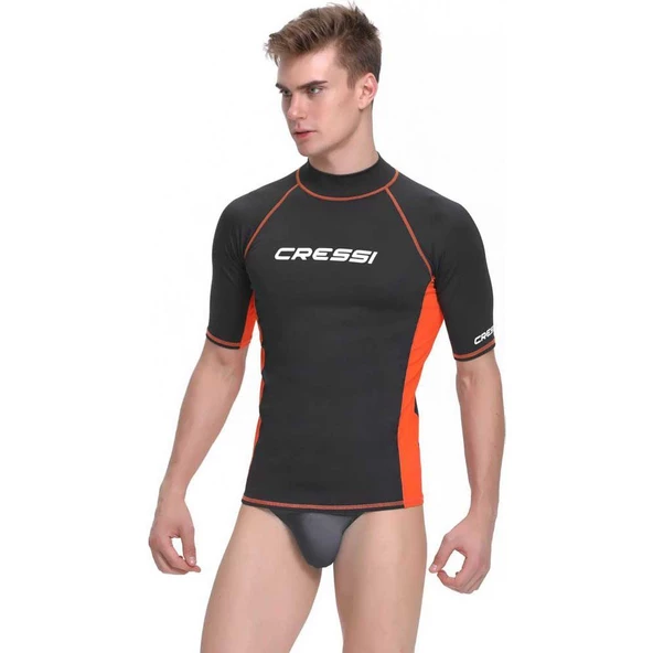 Cressi Man Kısa Kollu Siyah-Turuncu Rash Guard XLarge