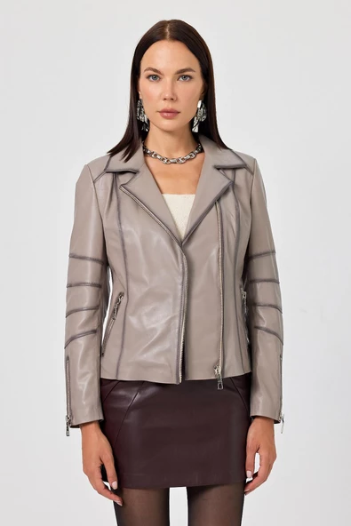 Diana Bej Kadın Deri Mont - 2