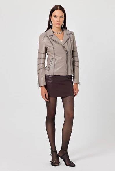 Diana Bej Kadın Deri Mont - 3