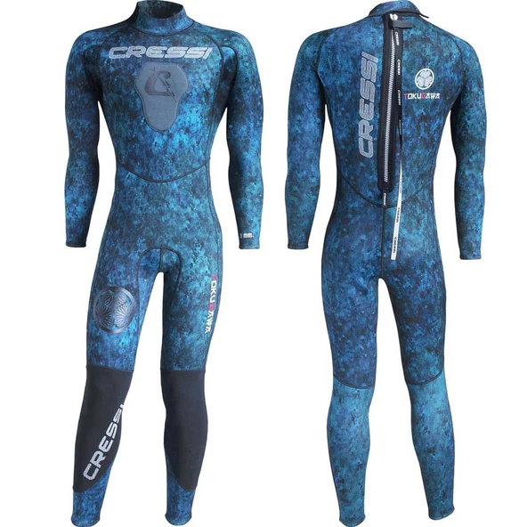 Cressi Tokugawa Man 3 mm Mavi Kamuflaj Dalış Elbisesi Large