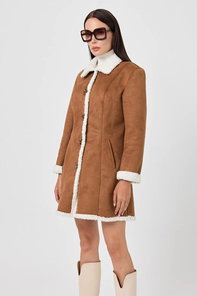 Rona Taba Kürklü Mont - 5