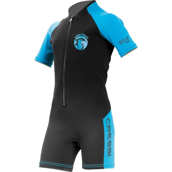 Cressi Little Shark Junior 2 mm Çocuk Shorty Dalış Elbisesi Mavi 5/6 YAŞ