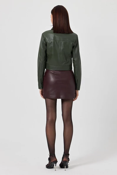 Linea Yeşil Deri Ceket - 4