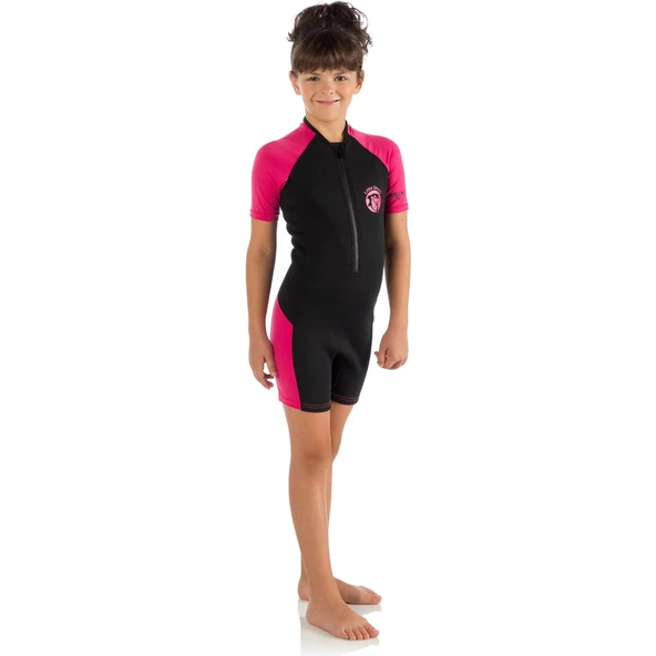 Cressi Little Shark Junior 2 mm Çocuk Shorty Dalış Elbisesi Pembe 9/10 YAŞ - 3