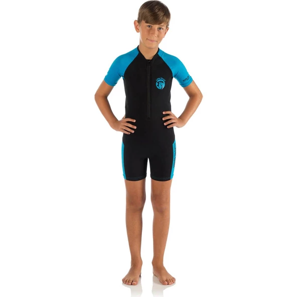 Cressi Little Shark Junior 2 mm Çocuk Shorty Dalış Elbisesi Mavi 9/10 YAŞ - 3