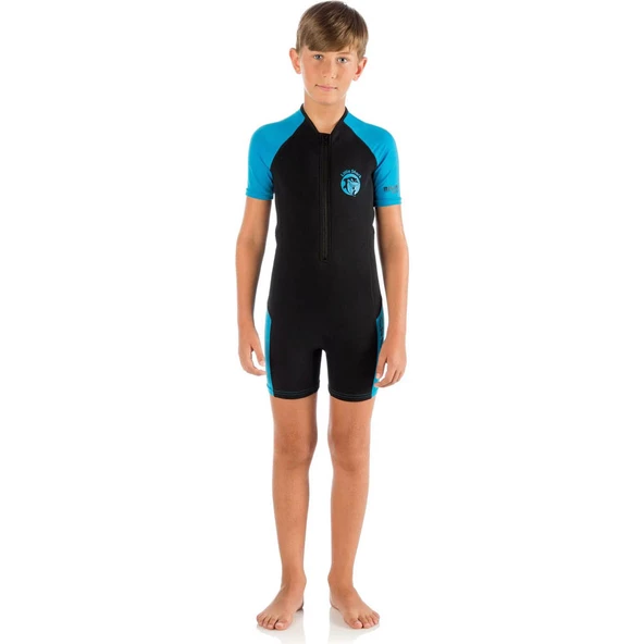 Cressi Little Shark Junior 2 mm Çocuk Shorty Dalış Elbisesi Mavi 9/10 YAŞ - 4