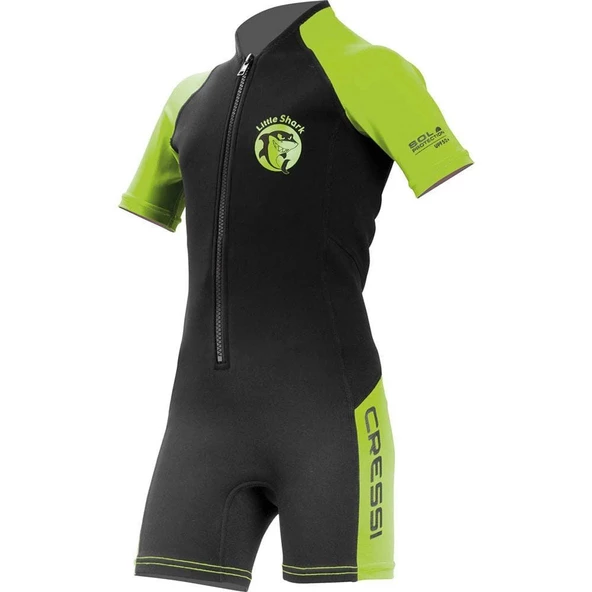 Cressi Little Shark Junior 2 mm Çocuk Shorty Dalış Elbisesi Yeşil 13/14 YAŞ