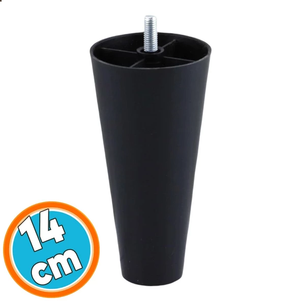 Mobilya Yükseltici Kanepe TV Ünitesi Koltuk Ayağı Baza Ayakları Siyah Düz Plastik Ayak 14 cm 4 Adet - Resim 2