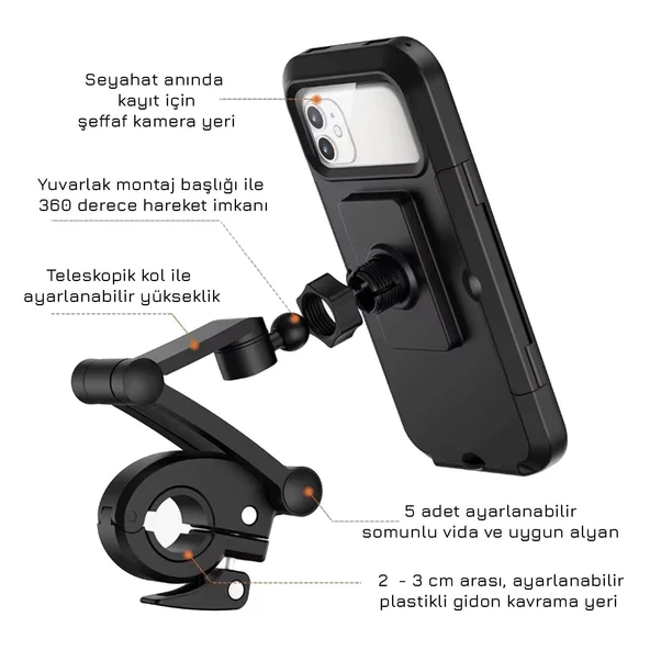 UpWay Su Geçirmez Dokunmatik Bisiklet Motorsiklet Telefon Tutucu Kılıf - 6