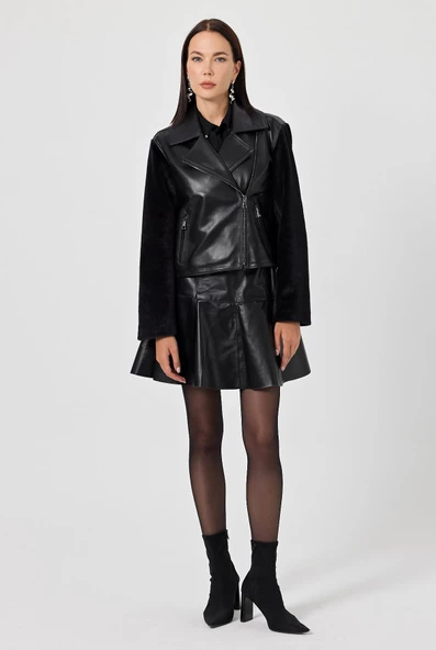 Pamela Siyah Kadın Deri Mont - 3