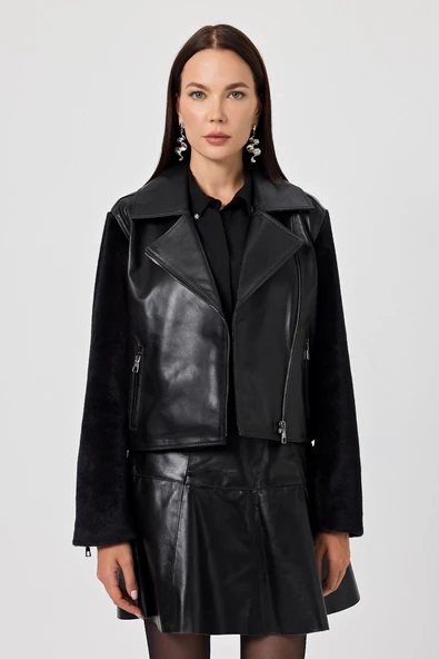 Pamela Siyah Kadın Deri Mont - 2