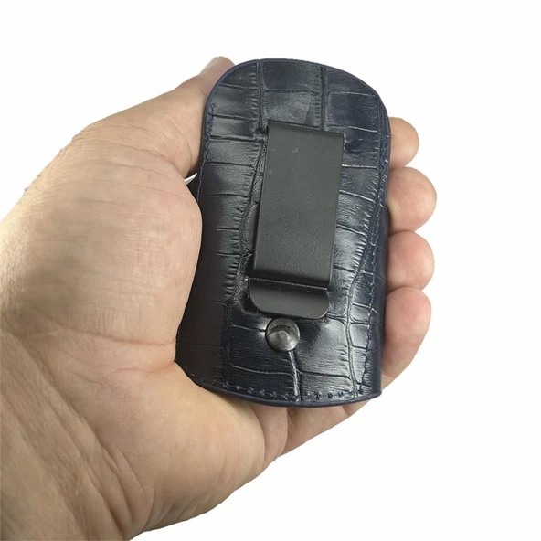 Hakiki Deri Stetoskop Tutucu Organizer Holder Kroko Lacivert - 9