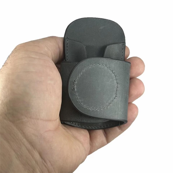Hakiki Deri Stetoskop Tutucu Organizer Holder Gri - 8