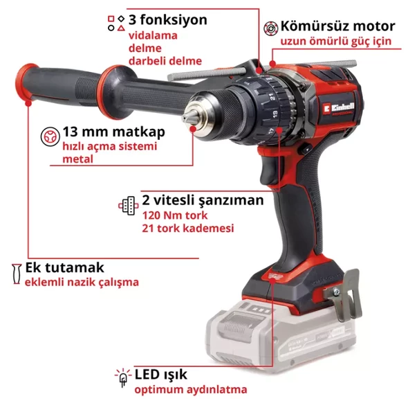 Einhell TP-CD 18/120 Li-i BL 2x2,5Ah Akülü Darbeli Vidalama Matkap 120 NM - 2