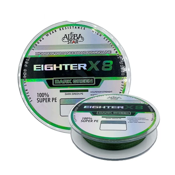 Albastar Eighter 8x 0.22 mm 150m 8 Örgü İp Misina Yeşil 20.6 kg Çeker