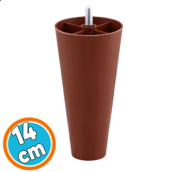 Mobilya Yükseltici Sehpa Kanepe TV Ünitesi Koltuk Ayağı Baza Ayakları Kahve Düz Plastik Ayak 14 cm ürün görseli
