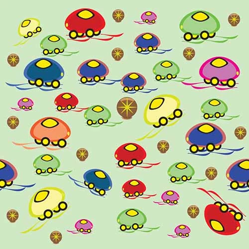 Mantar Arabalar Çocuk Odası Duvar Kağıdı Baskı - Resim 5