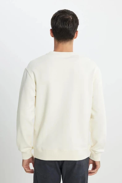 Lee Regular Fit Normal Kesim %100 Pamuk Bisiklet Yaka Ekru Sweatshirt - 5
