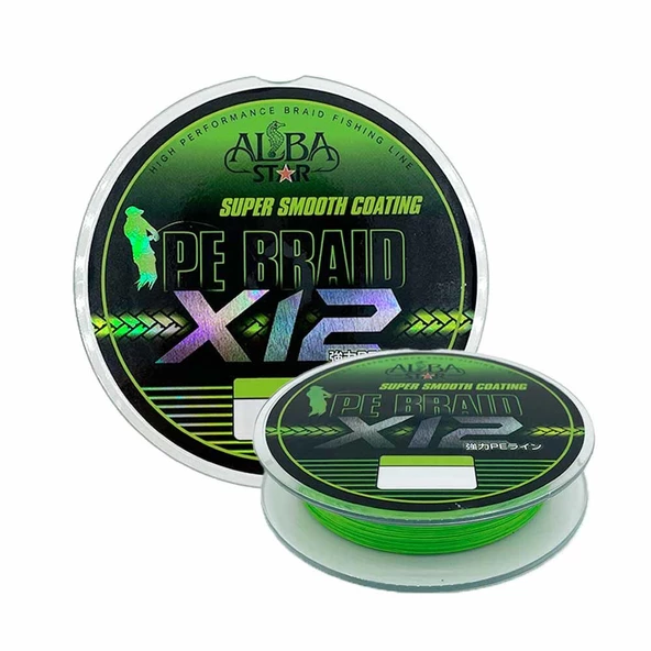 Albastar Carrier 12x 0.10 mm 150m 12 Örgü İp Misina Fluo Green 10.3 kg Çeker