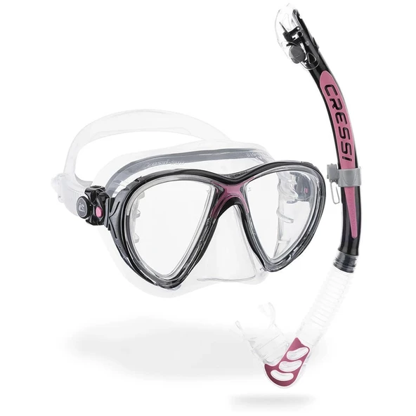 Cressi Big Eyes Evolution+Aplha Ultra Dry Black Pink Maske Şnorkel Seti
