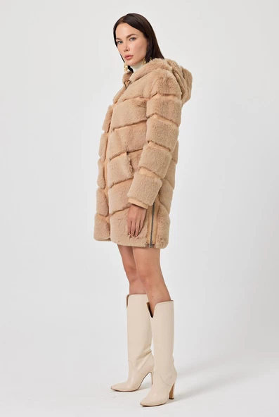 Martina Camel Tüylü Mont - 5