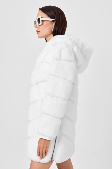 Martina Beyaz Tüylü Mont - 4