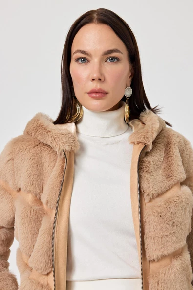 Martina Camel Tüylü Mont - 6