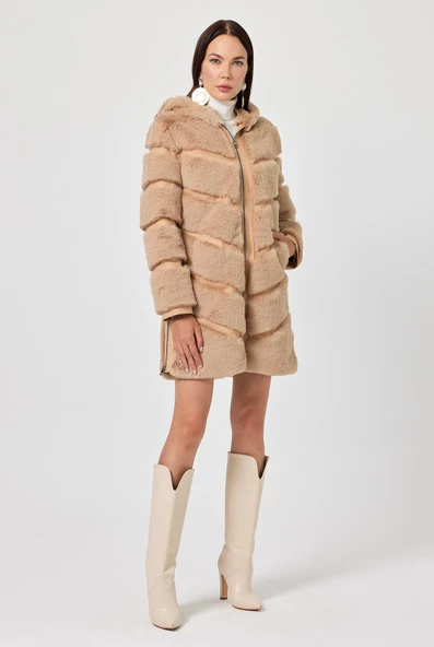 Martina Camel Tüylü Mont - 3