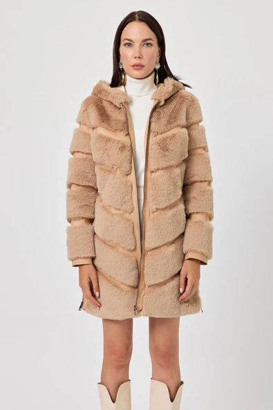 Martina Camel Tüylü Mont - 2