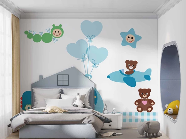 Uçan Bebek Çocuk Odası Duvar Kağıdı Baskı - Resim 3