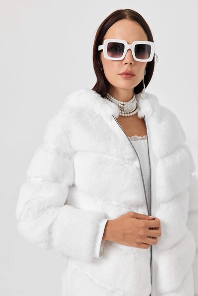 Martina Beyaz Tüylü Mont - 5