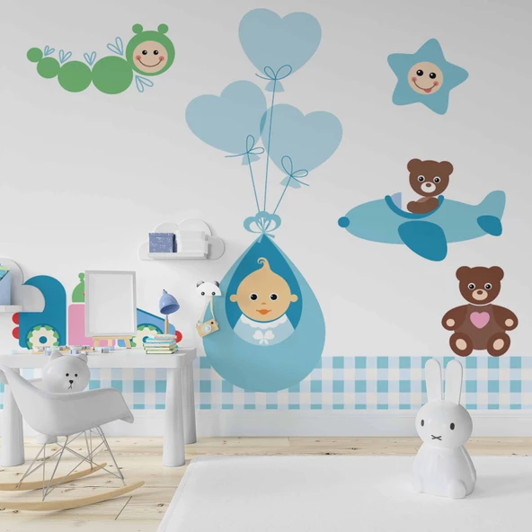 Uçan Bebek Çocuk Odası Duvar Kağıdı Baskı - Resim 2