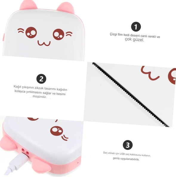 QASUL Mini Taşınabilir Yazıcı Fotoğraf Cebi Bluetooth V4.0 Mobil ABS Termal Yazıcı Deforme Olmayan Pembe - 6