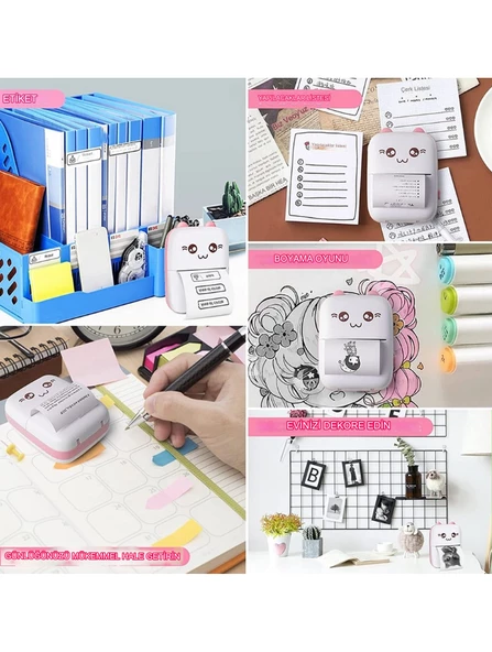 QASUL Mini Taşınabilir Yazıcı Fotoğraf Cebi Bluetooth V4.0 Mobil ABS Termal Yazıcı Deforme Olmayan Pembe - 5