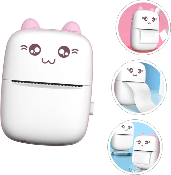 QASUL Mini Taşınabilir Yazıcı Fotoğraf Cebi Bluetooth V4.0 Mobil ABS Termal Yazıcı Deforme Olmayan Pembe