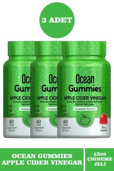 Ocean Gummies Apple Cider Vinegar 60 Çiğneme Form 3 Adet ürün görseli 1