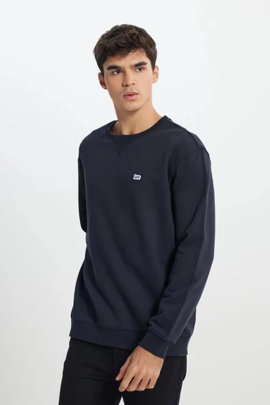Lee Regular Fit %100 Pamuk Bisiklet Yaka Siyah Şardonlu Sweatshirt